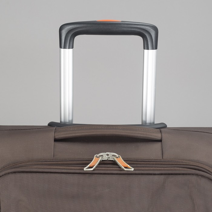 Чемодан малый на молнии, 1 отдел, 44 л, 2 наружных кармана, 4 колеса, кодовый замок, цвет коричневый