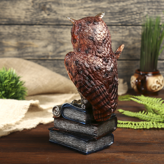 Сувенир цветной "Филин на книгах с подставкой для ручки" 25х14,5х12 см