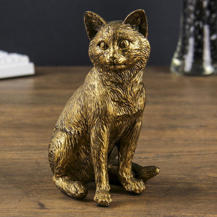 Сувенир полистоун под золото "Кошечка Маркиза" 15х12х9 см