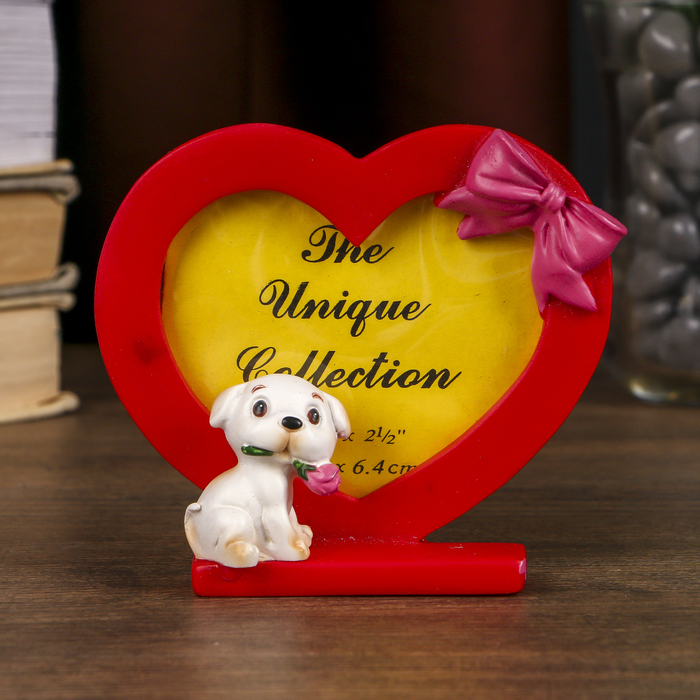 Фоторамка полистоун 6х8 см "Щенок у большого сердца"МИКС 10х8,8х3,5 см