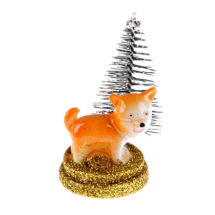 Сувенир полистоун "Собака у ёлочки" МИКС 5х3,5х4 см