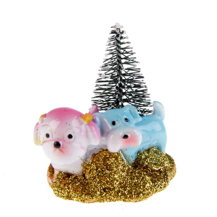 Сувенир полистоун "Собаки у ёлочки" МИКС 5х6х4,2 см