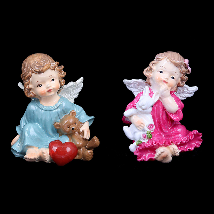 Сувенир полистоун "Ангелочек-малыш с игрушкой" лак МИКС 7,5х5х6,5 см