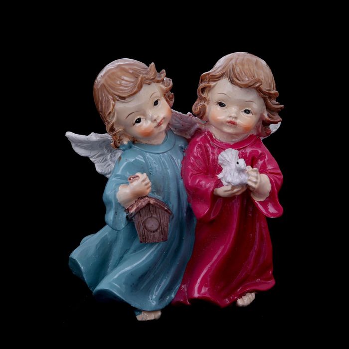 Сувенир полистоун "Ангелочки-малыши с голубкой и скворечником" лак 10х6х8 см