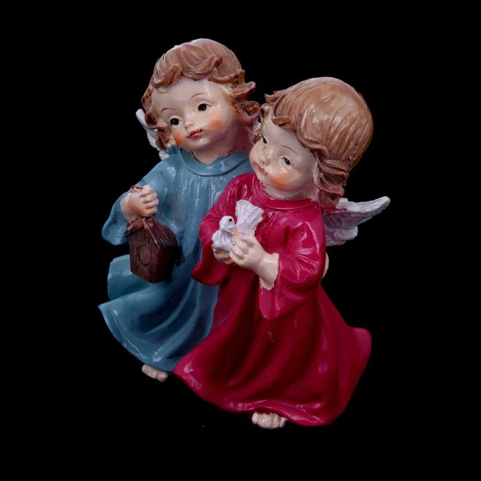 Сувенир полистоун "Ангелочки-малыши с голубкой и скворечником" лак 10х6х8 см