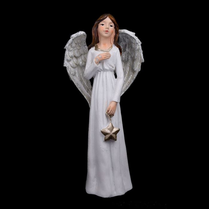 Сувенир полистоун "Ангел-девушка со звездочкой" 16,5х7,5х5 см