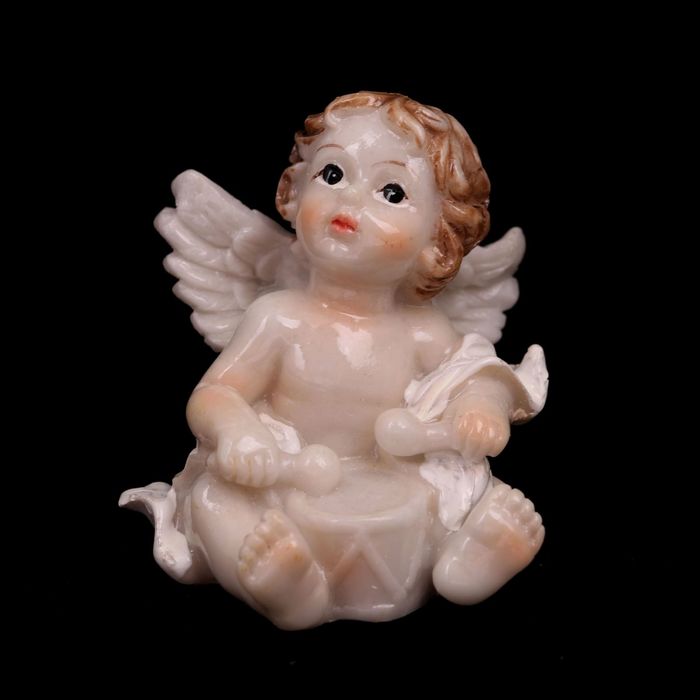 Сувенир полистоун "Ангелочек-купидон с барабаном" лак 5х4х5 см