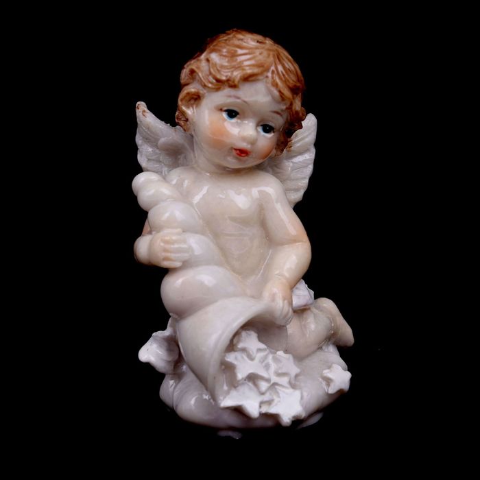 Сувенир полистоун "Ангелочек-купидон с рогом изобилия" лак 7х5х4 см