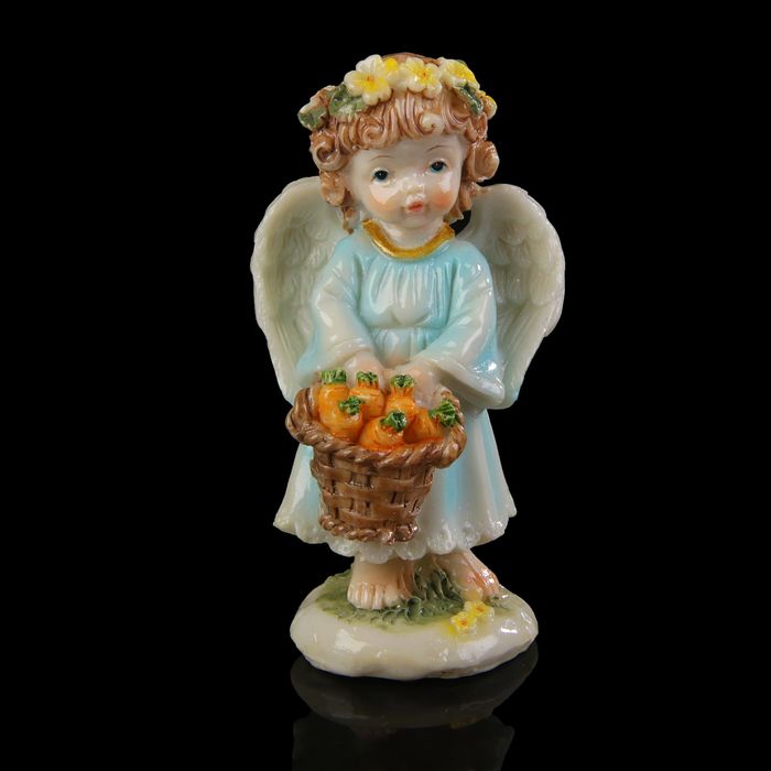 Сувенир полистоун "Ангелочек-малышка с корзиной фруктов/овощей" лак МИКС 11х6х5,5 см