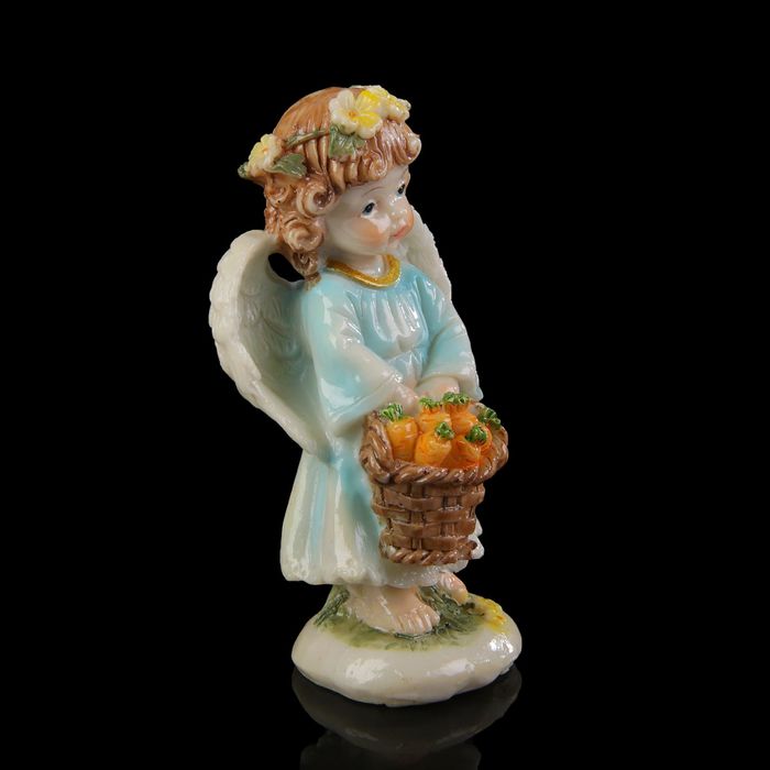 Сувенир полистоун "Ангелочек-малышка с корзиной фруктов/овощей" лак МИКС 11х6х5,5 см