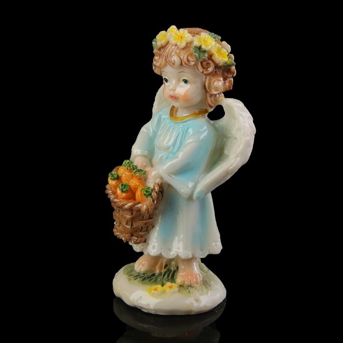 Сувенир полистоун "Ангелочек-малышка с корзиной фруктов/овощей" лак МИКС 11х6х5,5 см