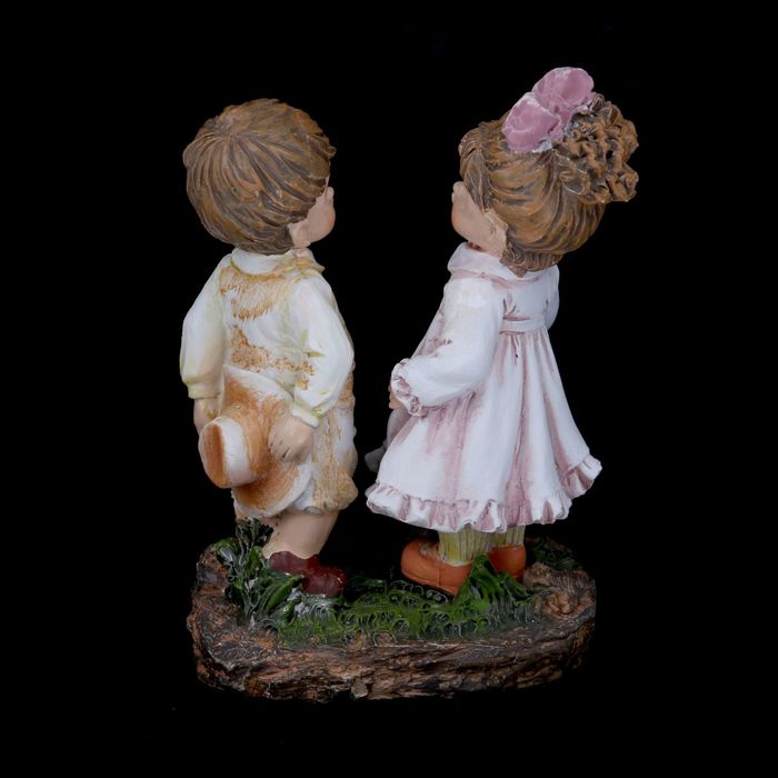 Сувенир полистоун " Малыши Маша и Паша - встреча" 11х7,5х5 см