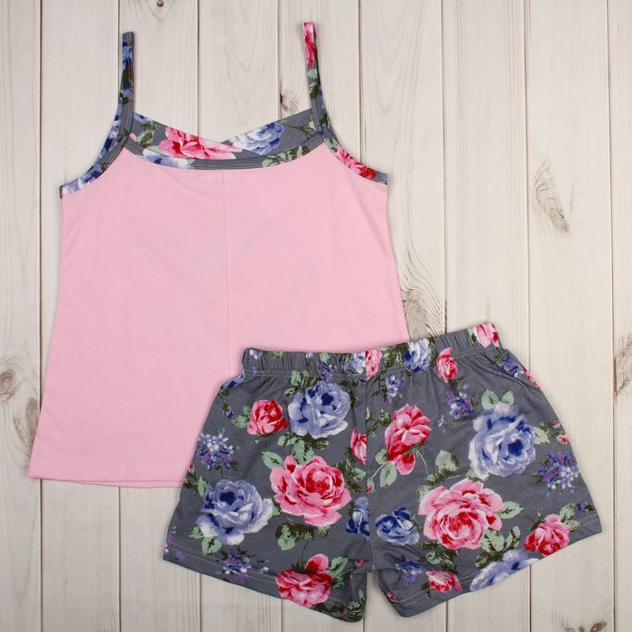 Комплект женский (халат, майка, шорты) 8224/1 цвет серый, р-р 52