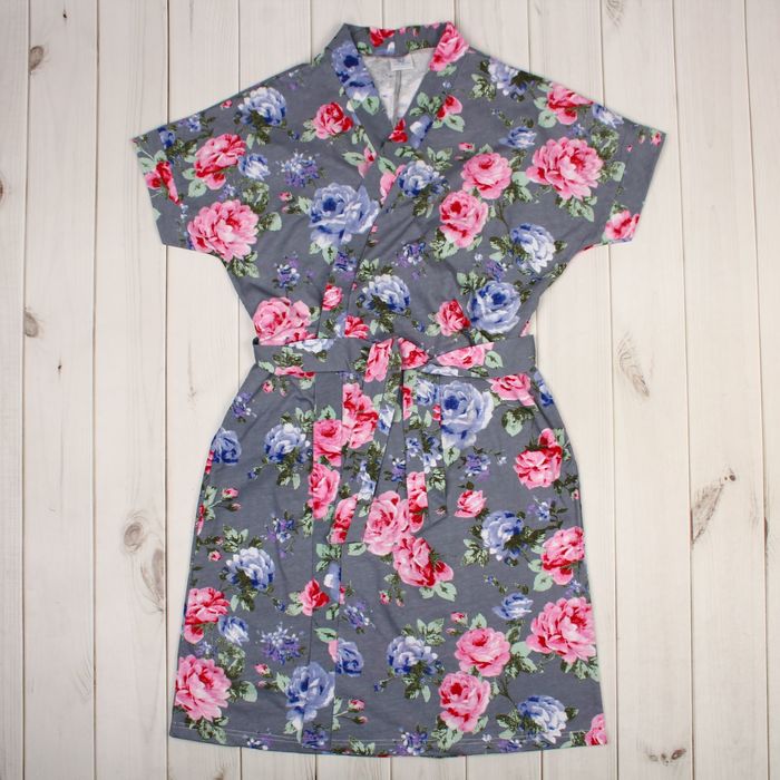 Комплект женский (халат, майка, шорты) 8224/1 цвет серый, р-р 52