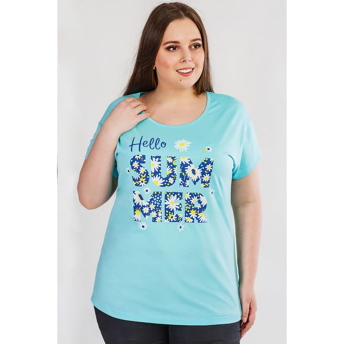 Футболка женская 8735 цвет голубой, р-р 50