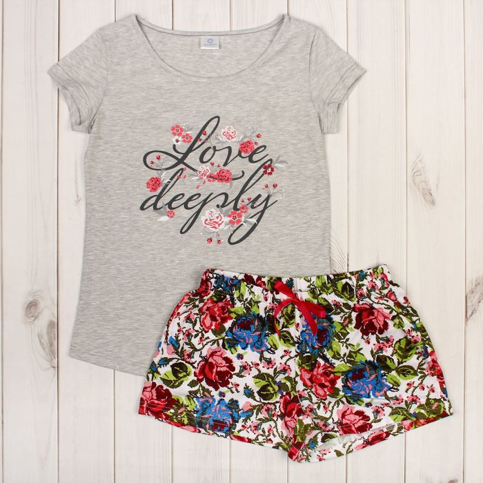 Комплект женский (футболка, шорты) 8727 цвет белый, р-р 50