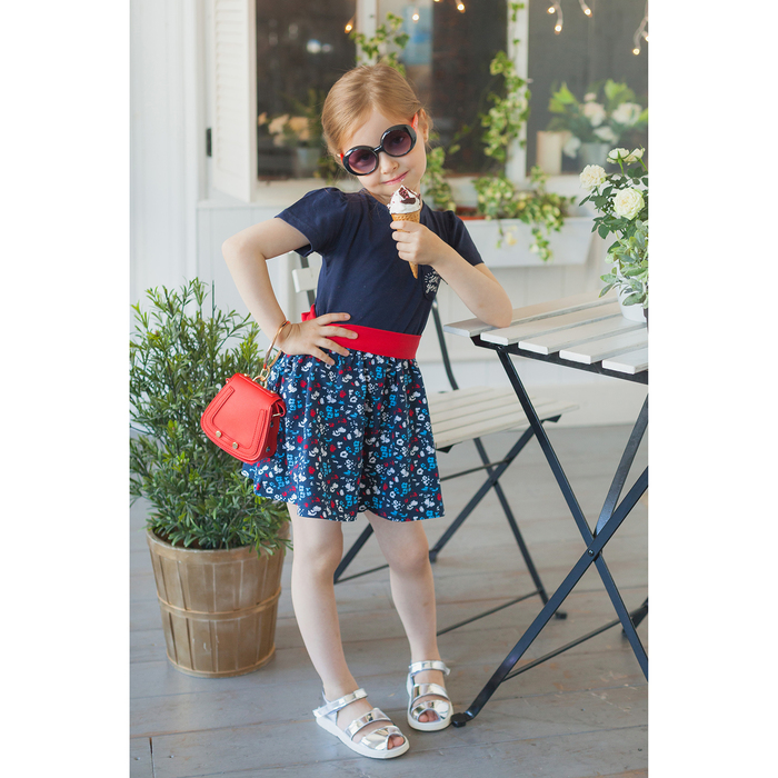 Платье для девочки "Дорога к морю", рост 122 см (62), цвет синий, принт цветы ДПК360804н