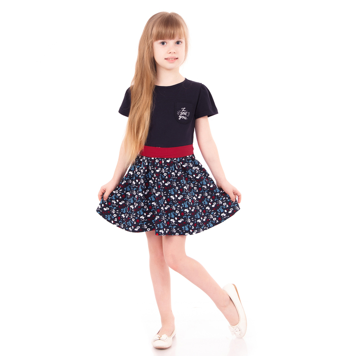 Платье для девочки "Дорога к морю", рост 92 см (50), цвет синий, принт цветы ДПК360804н