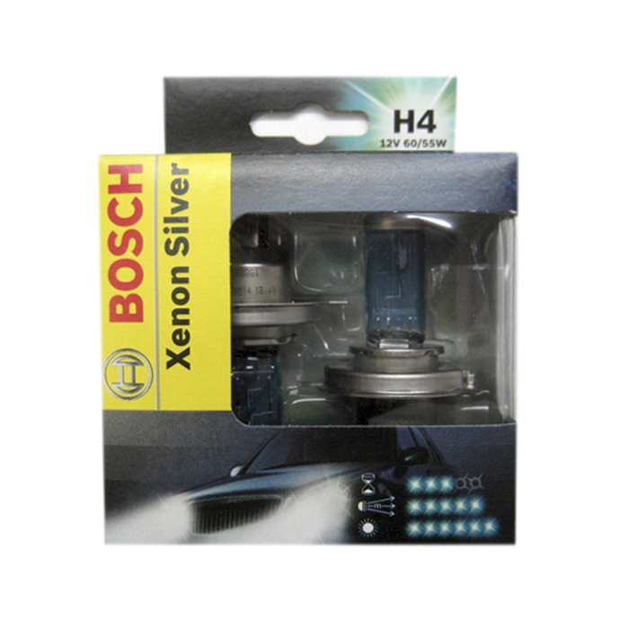 Лампа Bosch XENON SIL ВER, H4, 12 В, 60/55 Вт, 2шт, 1987301081