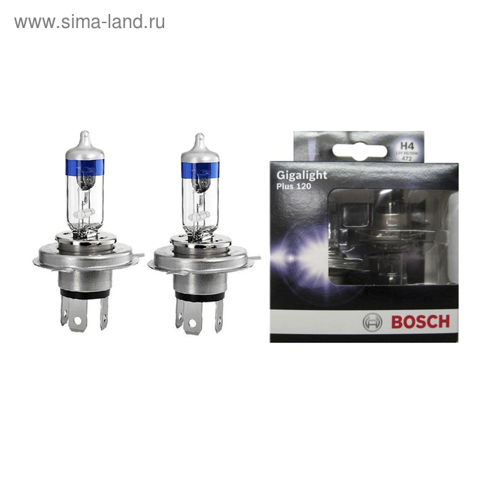 фото Лампа автомобильная bosch gigalight+120, h4, 12 в, 60/55 вт, 2 шт, 1987301106