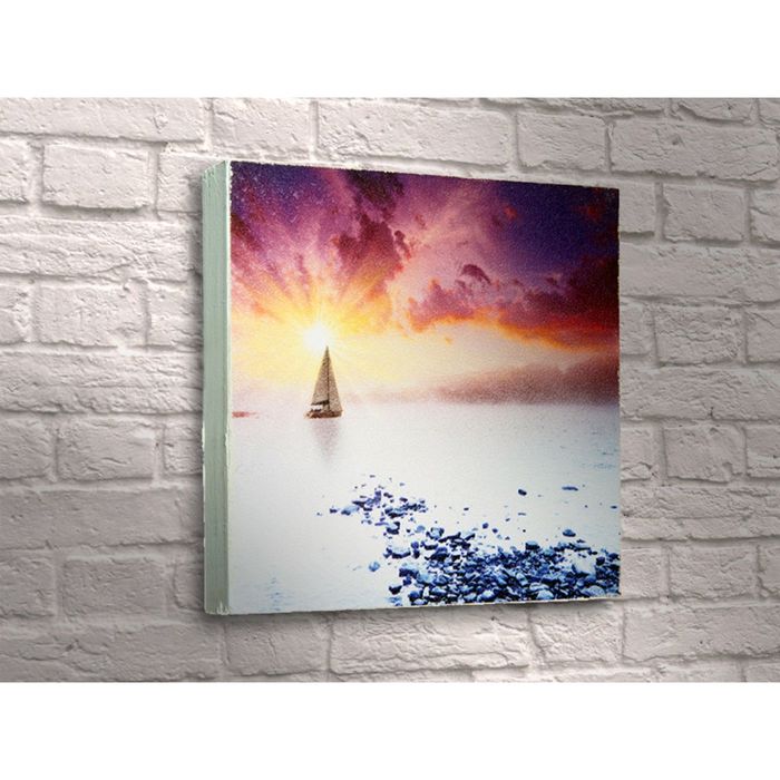 Картина "Яхта в море на фоне волшебного заката"