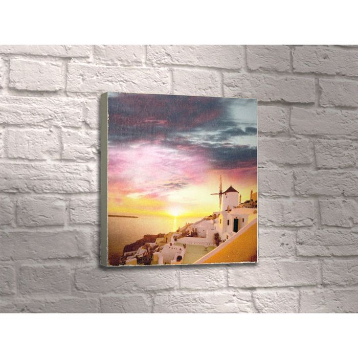 Картина "Греция, вид на море, мельница"