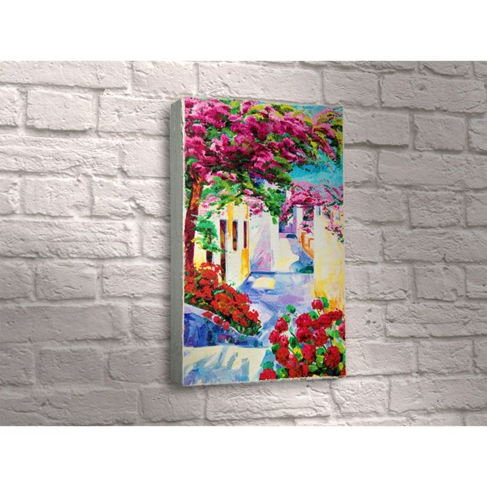 Картина "Европейская улочка, цветущая Греция"