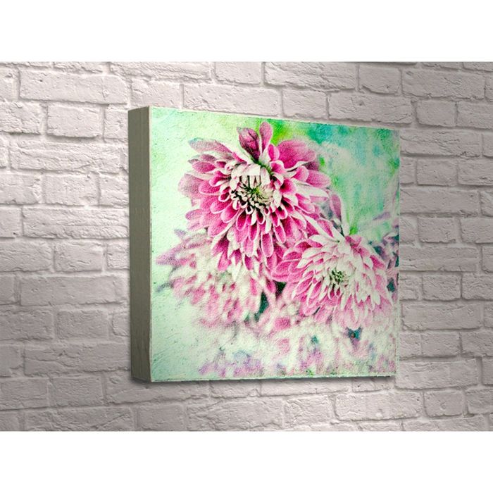 Картина "Розовая астра на голубом фоне"