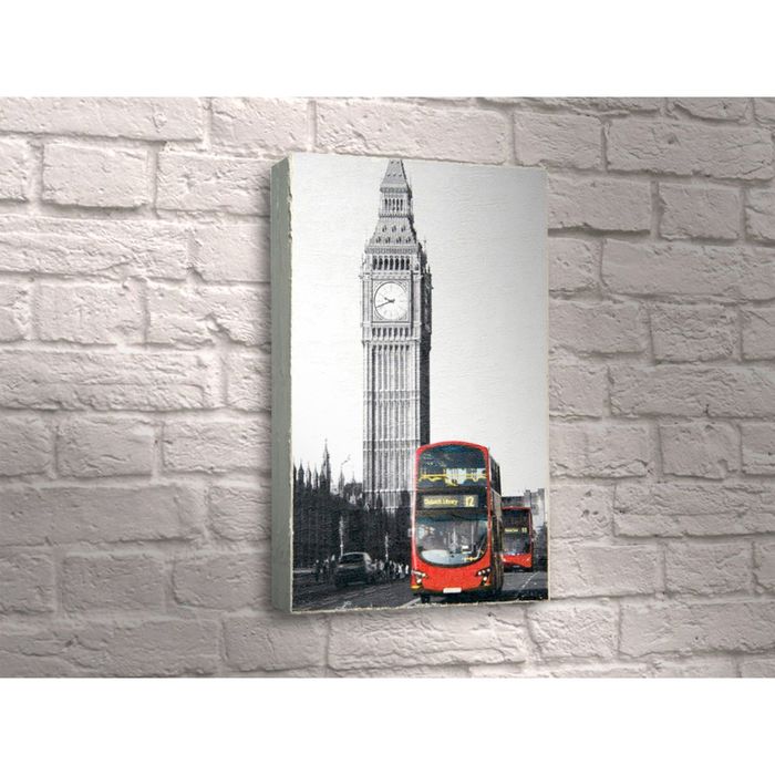 Картина "Достопримечательности Лондона: Биг-Бен, красный автобус"