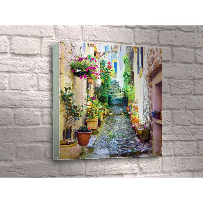 Картина "Итальянская улочка с цветочными горшками"