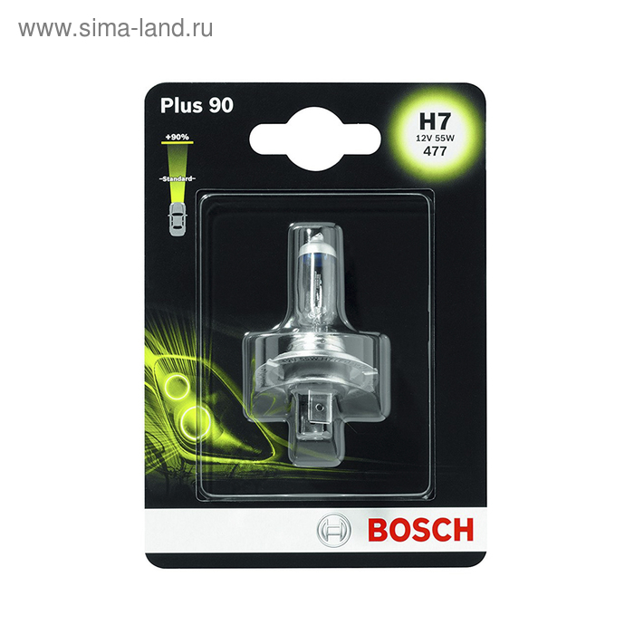 фото Лампа автомобильная bosch plus 90, h4, 12 в, 60/55 вт, 1 шт, 1987301077