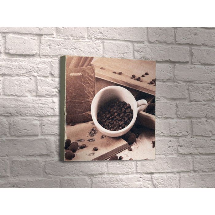 Картина "Кофейные зёрна в белой чашке"