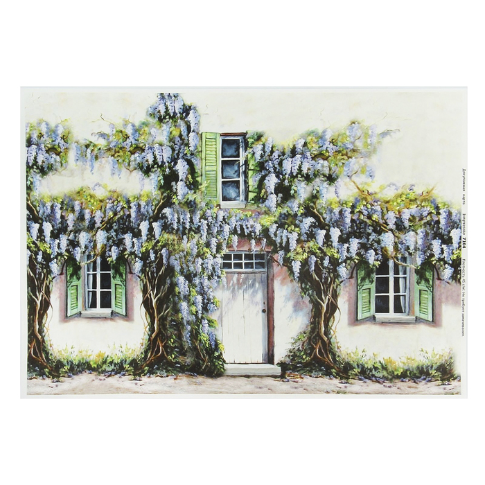 Декупажная карта "Виноградный домик" плотность 45г/м2, формат А4