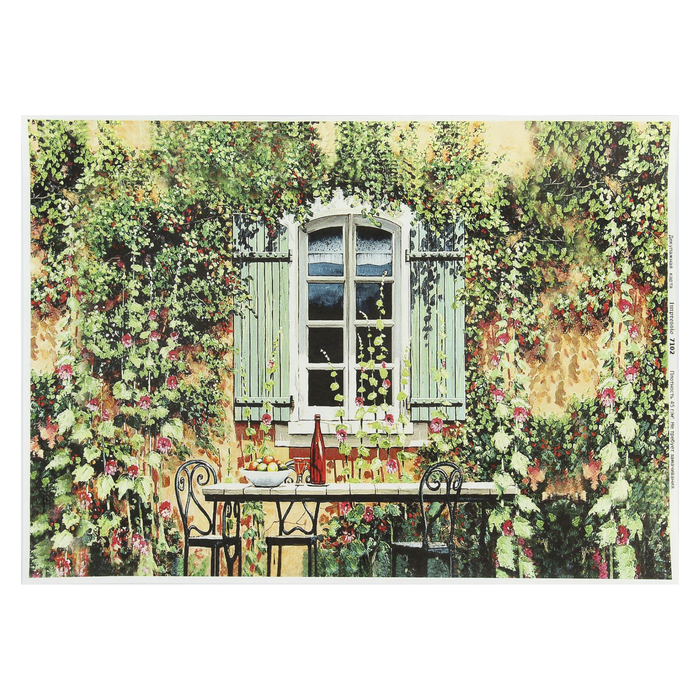 Декупажная карта "Окно в палисадник" плотность 45г/м2, формат А4