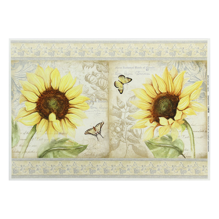 Декупажная карта "Подсолнухи" плотность 45г/м2, формат А4