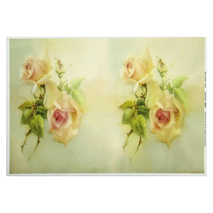 Декупажная карта "Чайные розы" плотность 45г/м2  формат А4 (5083)