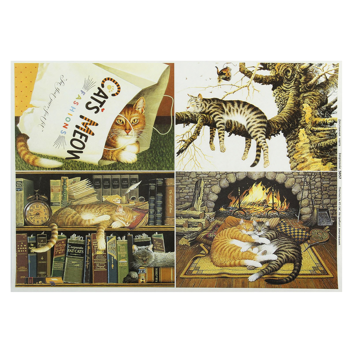 Декупажная карта "Уютные коты" плотность 45г/м2, формат А4