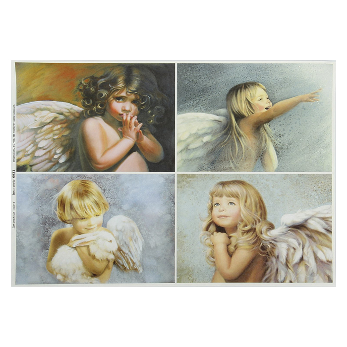 Декупажная карта "Ангелочки" плотность 45г/м2, формат А4