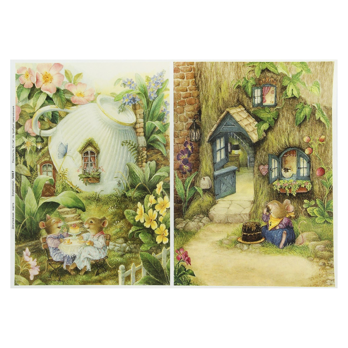 Декупажная карта "Мышкин домик" плотность 45г/м2, формат А4