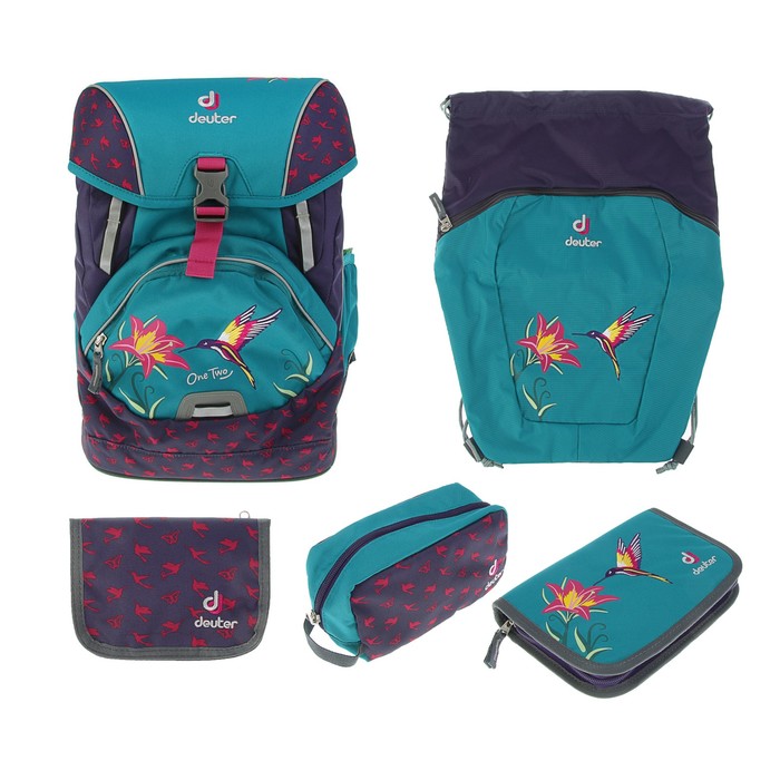 Рюкзак школьный эргономичная спинка для девочки Deuter OneTwo 40*30*22 с наполнением «Бирюзовая птица» 3880017-3044
