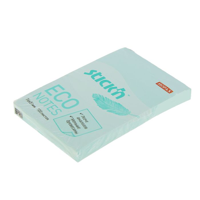 Блок с липким краем 51x76мм, 100 листов Hopax ECO, пастель голубая