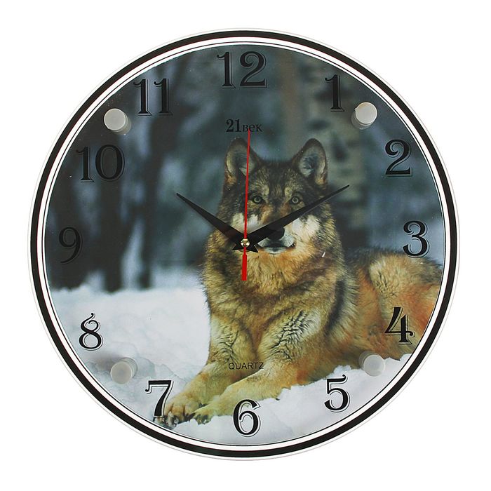Часы настенные круглые "Волк на снегу", 30 см