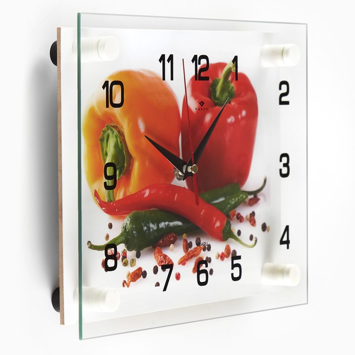 фото Часы настенные: кухня, "перцы", бесшумные, 20 х 26 см рубин
