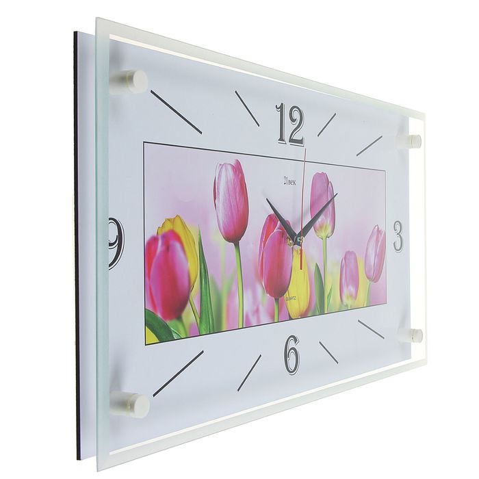 Часы настенные прямоугольные "Тюльпаны", 26х52 см