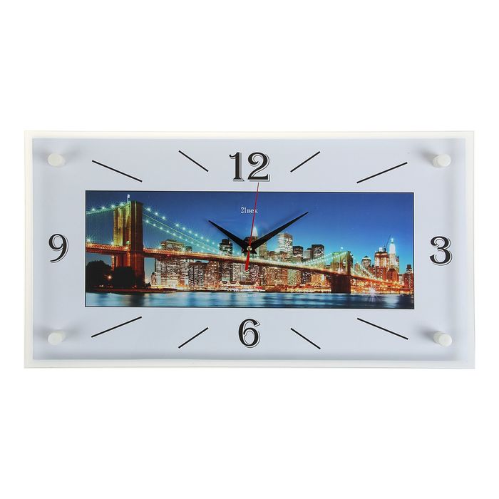 Часы настенные прямоугольные "Ночной мост", 26х52 см микс