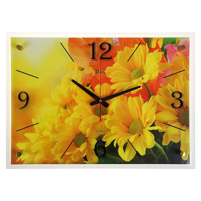 Часы настенные прямоугольные "Жёлтые цветы", 40х56 см