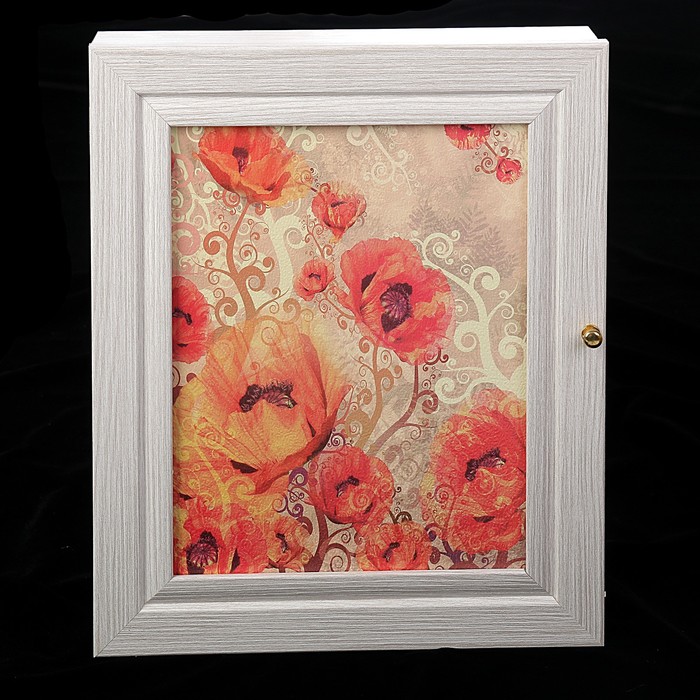 Ключница "Цветы" выбеленный дуб  24х29х4 см