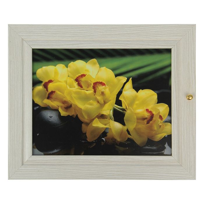 Ключница "Желтые цветы" выбеленный дуб  24х29х4 см