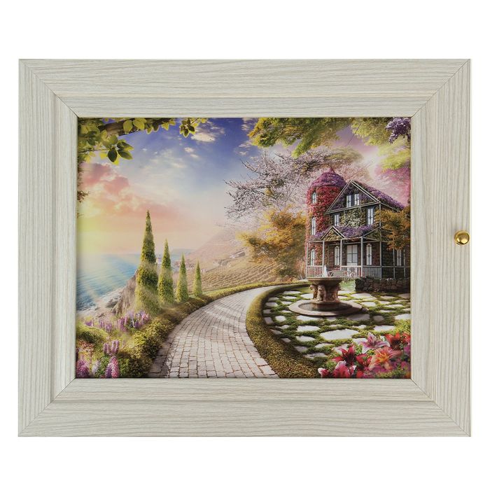 Ключница "Замок" выбеленный дуб 24х29х4 см