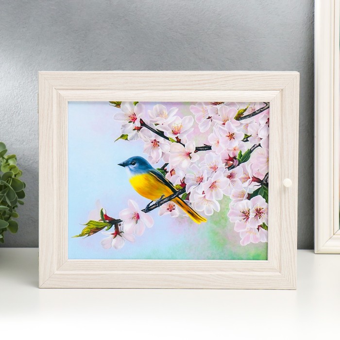 Ключница "Синичка" выбеленный дуб 24х29х4 см